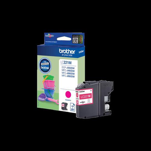 Brother LC221M Inkjet Cartridge Page Life 260pp Magenta Ref LC221M Brother