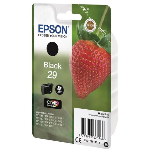 Epson 29 InkJet Cartridge Strawberry Page Life 175pp 5.3ml Black Ref C13T29814012
