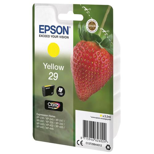 Epson 29 InkJet Cartridge Strawberry Page Life 180pp 3.2ml Yellow Ref C13T29844012 4067921 Buy online at Office 5Star or contact us Tel 01594 810081 for assistance