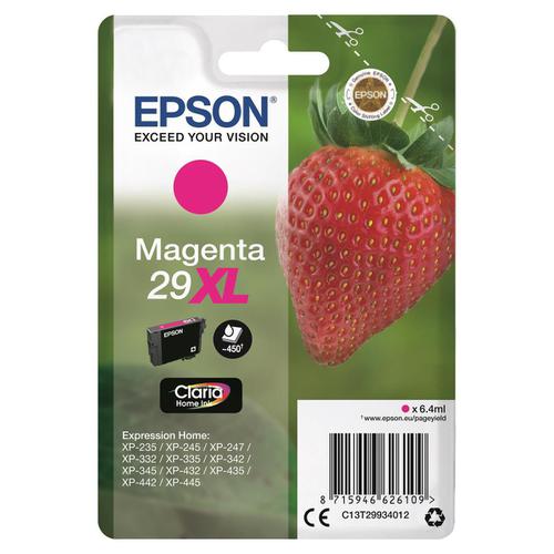 Epson 29XL InkJet Cartridge Strawberry High Yield Page Life 450pp 6.4ml Magenta Ref C13T29934012 4067978 Buy online at Office 5Star or contact us Tel 01594 810081 for assistance