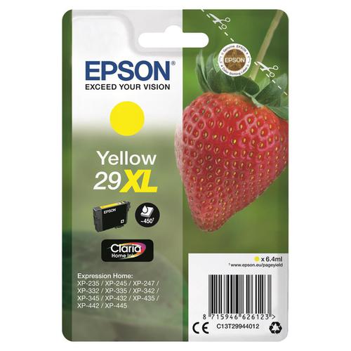 Epson 29XL InkJet Cartridge Strawberry High Yield Page Life 450pp 6.4ml Yellow Ref C13T29944012