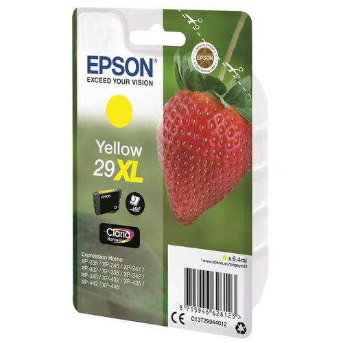 Epson 29XL InkJet Cartridge Strawberry High Yield Page Life 450pp 6.4ml Yellow Ref C13T29944012 Epson