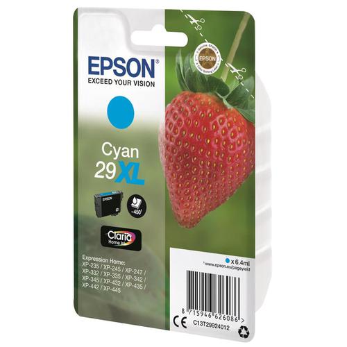 Epson 29XL InkJet Cartridge Strawberry High Yield Page Life 450pp 6.4ml Cyan Ref C13T29924012 136577 Buy online at Office 5Star or contact us Tel 01594 810081 for assistance