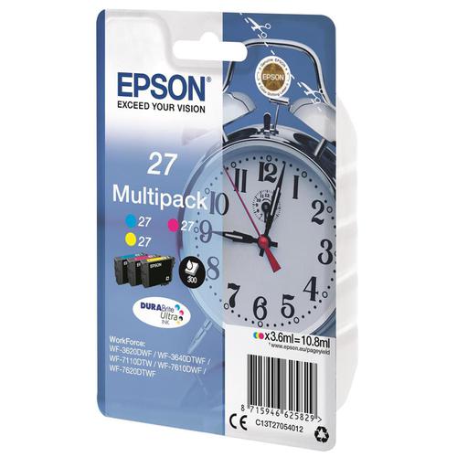 Epson 27 InkJet Cartridge Alarm Clock Page Life 300pp 3.6ml Cyan/Magenta/Yellow Ref C13T27054012 4067997 Buy online at Office 5Star or contact us Tel 01594 810081 for assistance