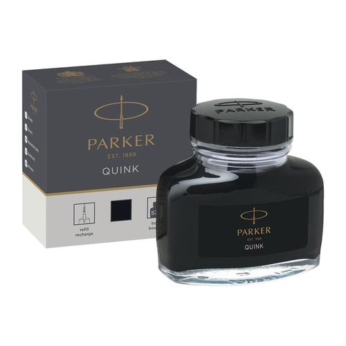 Parker Quink Bottled Ink for Fountain Pens 57ml Black Ref 1950375 