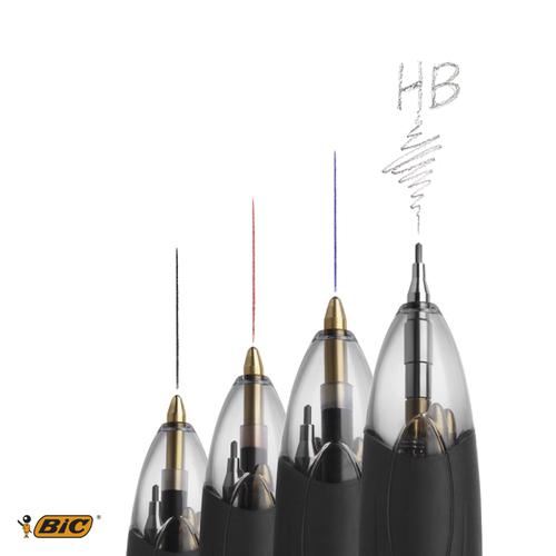 Bic 4 Colour Multifunction Ball Pen Medium with HB Pencil Black Blue Red Ink Ref 942104 [Pack 12] 137587 Buy online at Office 5Star or contact us Tel 01594 810081 for assistance