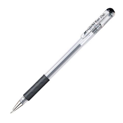 Pentel Hybrid Gel Grip Rollerball Pen 0.6mm Tip 0.3mm Line Black Ref K116-AE [Pack 12]