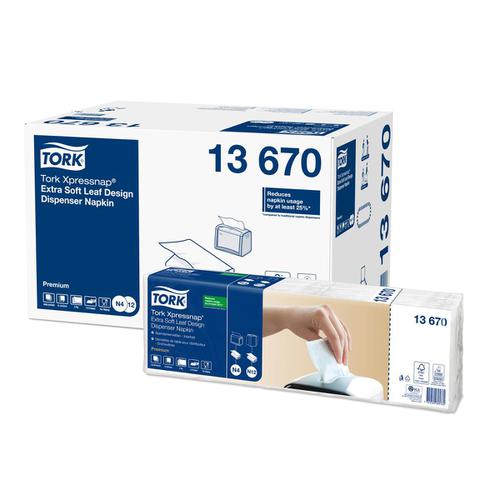 Tork Xpressnap Leaf Napkin 2-Ply 213mmx330mm White Ref 13670 [Pack 500] 139659 Buy online at Office 5Star or contact us Tel 01594 810081 for assistance