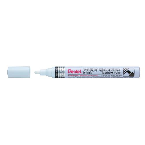 Pentel Permanent Paint Marker Bullet Tip Medium 3.0mm Line White Ref MMP10-W [Pack 12]