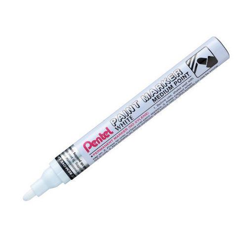 Pentel Permanent Paint Marker Bullet Tip Medium 3.0mm Line White Ref MMP10-W [Pack 12] 137678 Buy online at Office 5Star or contact us Tel 01594 810081 for assistance