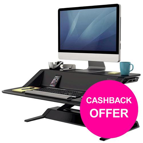 Fellowes Lotus Sit-Stand Workstation Lift Technology Black Ref 7901