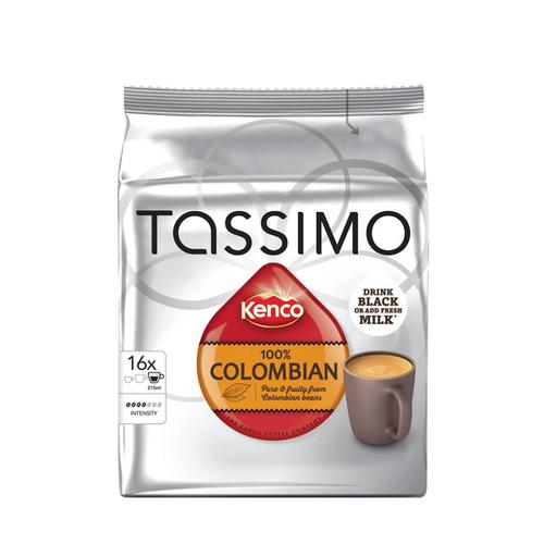 Tassimo 100% Pure Columbian Coffee Pods 16 servings per pack Ref 4031515 [Pack 5 x 16] JDE