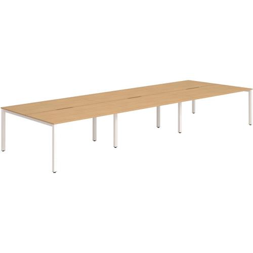Trexus Bench Desk 6 Person Back to Back Configuration White Leg 3600x1600mm Beech Ref BE287