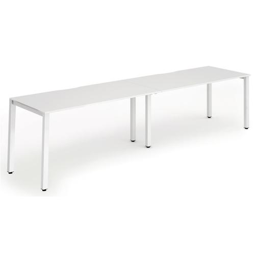 Trexus Bench Desk 2 Person Side to Side Configuration White Leg 2800x800mm White Ref BE355