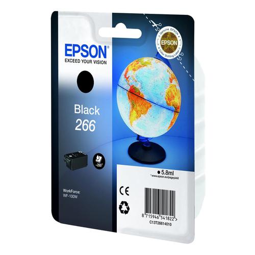 Epson T266 Inkjet Cartridge Globe Page Life 250pp 5.8ml Black C13T26614010 Epson
