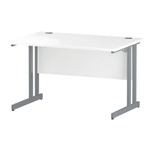 Trexus Rectangular Desk Silver Cantilever Leg 1200x800mm White Ref I000305