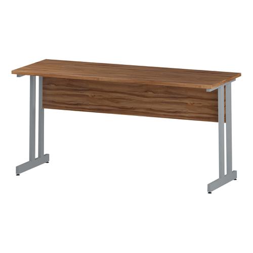 Trexus Rectangular Slim Desk Silver Cantilever Leg 1600x600mm Walnut Ref I001912