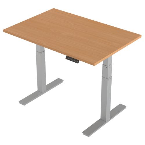 Trexus Sit-Stand Desk Height-adjustable Silver Leg Frame 1200/800mm Beech Ref HA01001