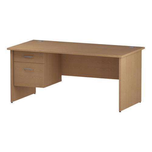 Trexus Rectangular Desk Panel End Leg 1600x800mm Fixed Pedestal 2 Drawers Oak Ref I002704