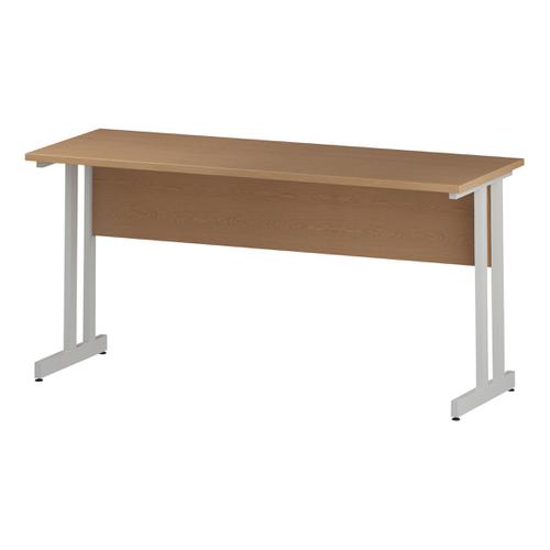 Trexus Rectangular Slim Desk White Cantilever Leg 1600x600mm Oak Ref I002655