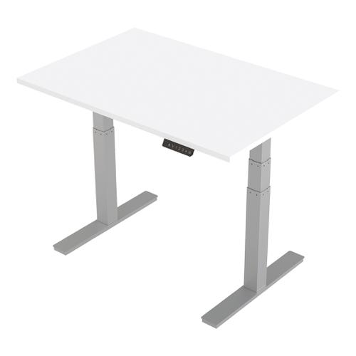 Trexus Sit-Stand Desk Height-adjustable Silver Leg Frame 1200/800mm White Ref HA01009