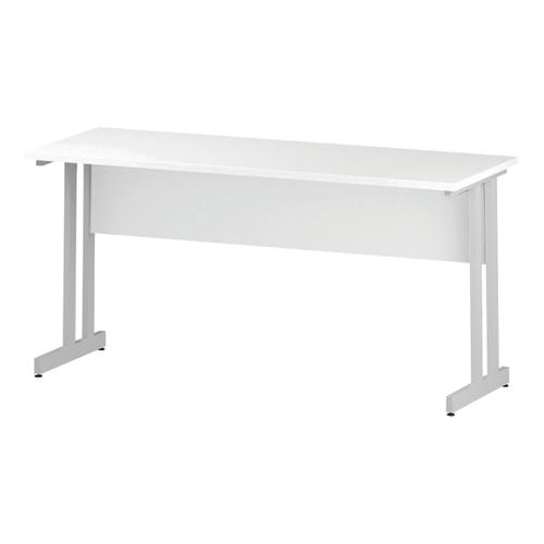 Trexus Rectangular Slim Desk White Cantilever Leg 1600x600mm White Ref I002203