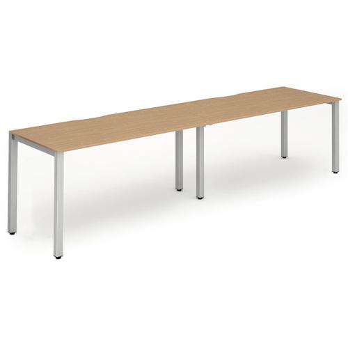 Trexus Bench Desk 2 Person Side to Side Configuration Silver Leg 3200x800mm Oak Ref BE368