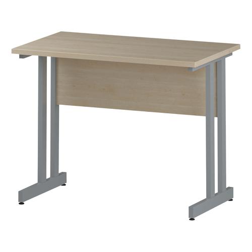 Trexus Rectangular Slim Desk Silver Cantilever Leg 1000x600mm Maple Ref I002421
