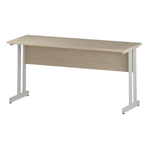 Trexus Rectangular Slim Desk White Cantilever Leg 1600x600mm Maple Ref I002429