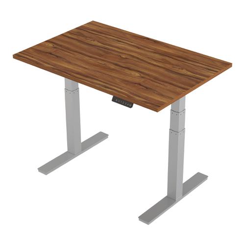 Trexus Sit-Stand Desk Height-adjustable Silver Leg Frame 1200/800mm Walnut Ref HA01005