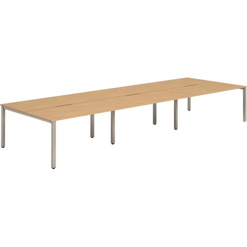 Trexus Bench Desk 6 Person Back to Back Configuration Silver Leg 4200x1600mm Beech Ref BE297