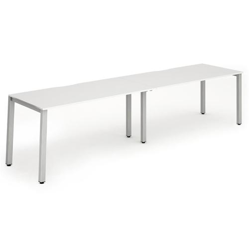 Trexus Bench Desk 2 Person Side to Side Configuration Silver Leg 3200x800mm White Ref BE370