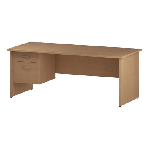 Trexus Rectangular Desk Panel End Leg 1800x800mm Fixed Pedestal 2 Drawers Oak Ref I002705