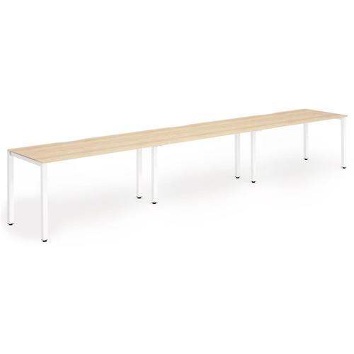 Trexus Bench Desk 3 Person Side to Side Configuration White Leg 4800x800mm Maple Ref BE386