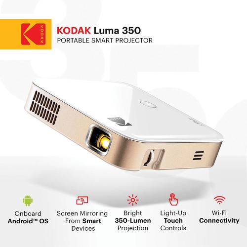 Kodak Luma 350 Smart DLP Pocket Projector 350 Lumens Projects Up To 200inch Screen Ref RODPJS350WH