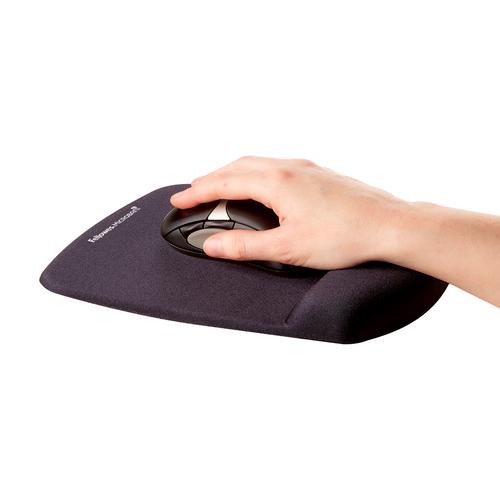 Fellowes PlushTouch Mousepad Wrist Support Black- Microban 9252003 139871 Buy online at Office 5Star or contact us Tel 01594 810081 for assistance