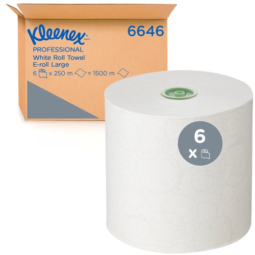 Kleenex Rolled White 250m Paper Towels 1ply [Pack of 6]