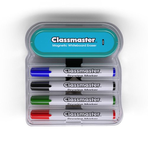 Classmaster Magnetic Whiteboard Organiser with Magnetic Eraser and 4 Pens [Pack of 1] 139963 Buy online at Office 5Star or contact us Tel 01594 810081 for assistance