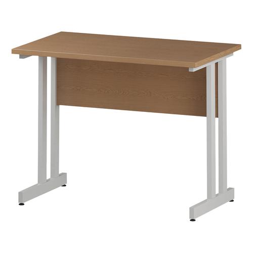 Trexus Rectangular Slim Desk White Cantilever Leg 1000x600mm Oak Ref I002652