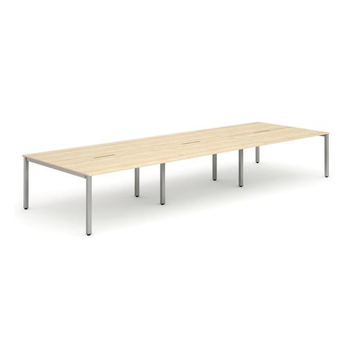 Trexus Bench Desk 6 Person Back to Back Configuration Silver Leg 4200x1600mm Maple Ref BE291