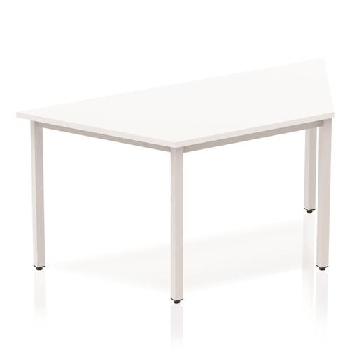 Trexus Trapezoidal Box Frame Silver Leg Table 1600x800mm White Ref BF00121