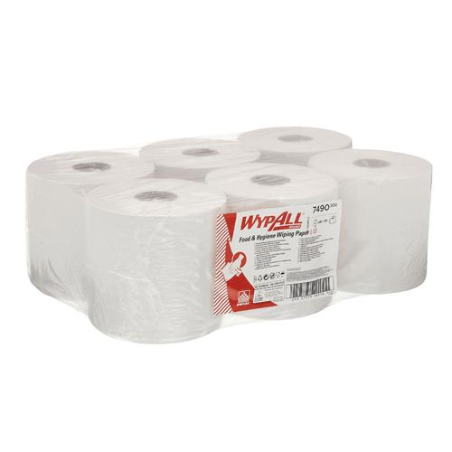 WypAll L10 Centrefeed Hand Towel Roll Single Ply 380x185mm 630 Sheets per Roll White Ref 7490 [Pack 6]