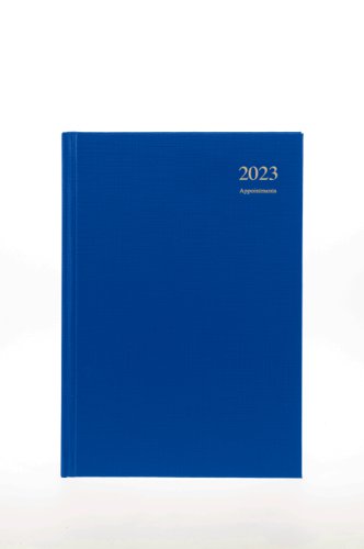 5 Star Office 2023 Diary Day to Page Casebound and Sewn Vinyl Coated Board A4 297x210mm Blue.