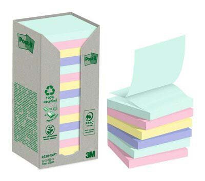 Post-it?? Recycled Z-Notes Nature Collection 16 Pads 100 Sheets 76mm x 76mm
