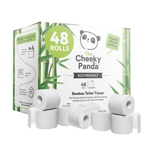 Cheeky Panda 3-Ply Plastic Free Toilet Tissue Rolls [Pack of 48]
