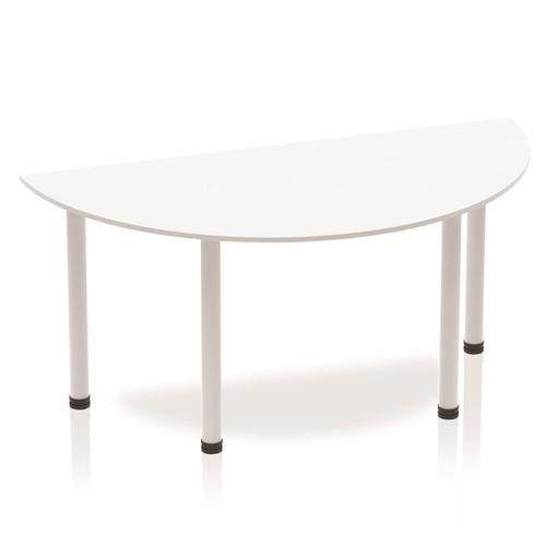 Sonix Semi-circular Silver Post Leg Table 1600x800mm White Ref BF00177