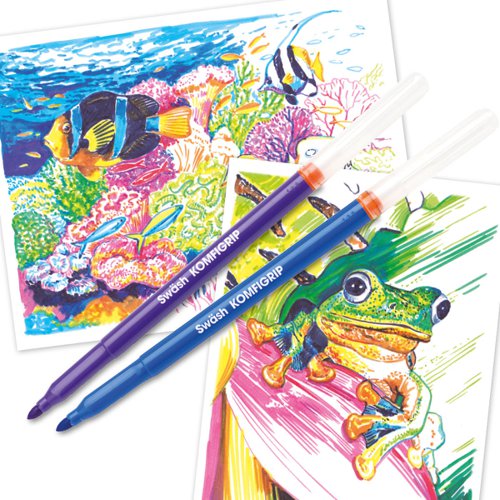 Box 12 Swäsh KOMFIGRIP Colouring Pens Broad Tip Assorted [Box of 12]  142152