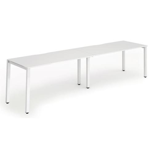 Trexus Bench Desk 2 Person Side to Side Configuration White Leg 3200x800mm White Ref BE350
