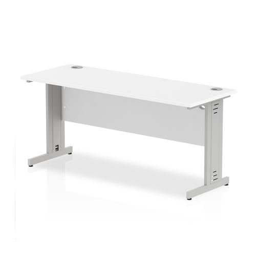 Trexus Desk Rectangle Cable Managed Silver Leg 1600x600mm White Ref MI002278