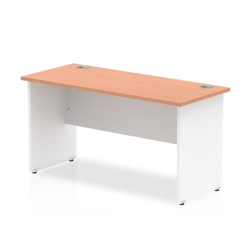 Trexus Desk Rectangle Panel End 1400x600mm Beech Top White Panels Ref TT000093